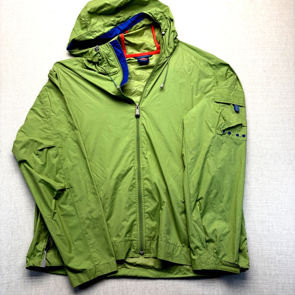 90s Gap Vintage Windbreaker Jacket Anorak Lime Green L Men’s Hooded - Picture 1 of 3